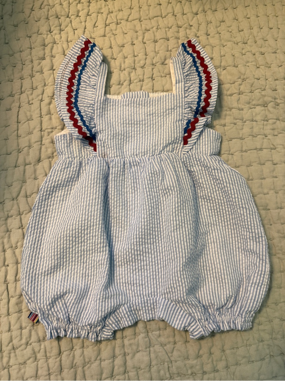 Magnetic Me Seersucker Stripe Flutter Sleeve Romper 3-6 months